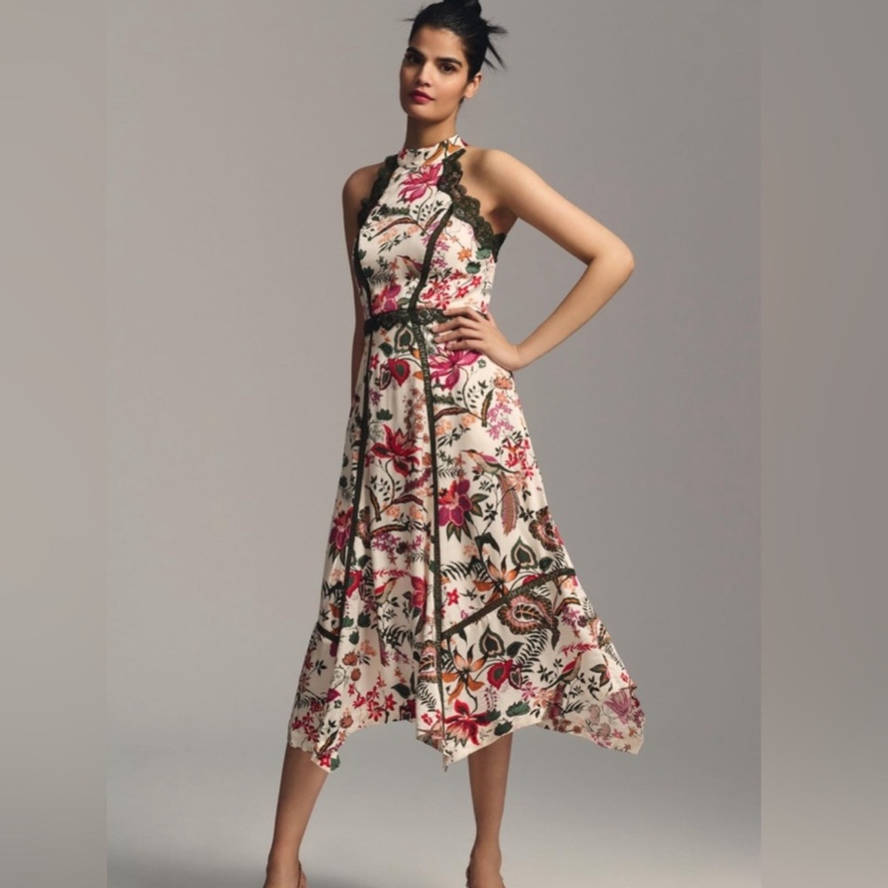 Anthropologie Moon Dance Multicolor Floral High Low Dress Size 10